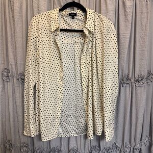 Express Cream Polka Dot Blouse with Black Dots